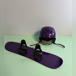 Purple Snowboard & Helmet with Snow Googles for 18” Doll, Doll Toy Accessories